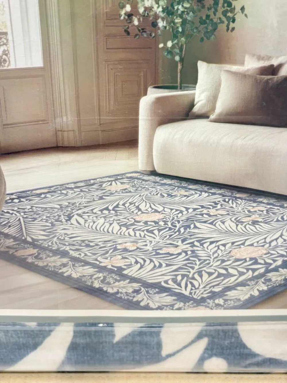 William Morris & Co LARKSPUR DENIM Blue Area Rug Washable Non-Slip 5 ft x 8 ft